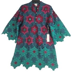 J.Marie XS Asher 3D Geo Floral Lace Dress Multi-Color NWT $180 L908